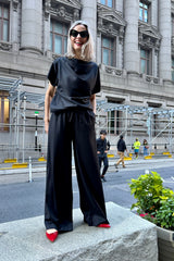 Sanna Short Sleeve Black Blouse