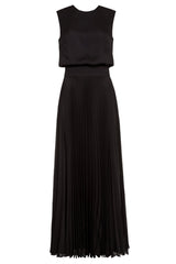 Iris Black Pleated Maxi Dress Made to Measure