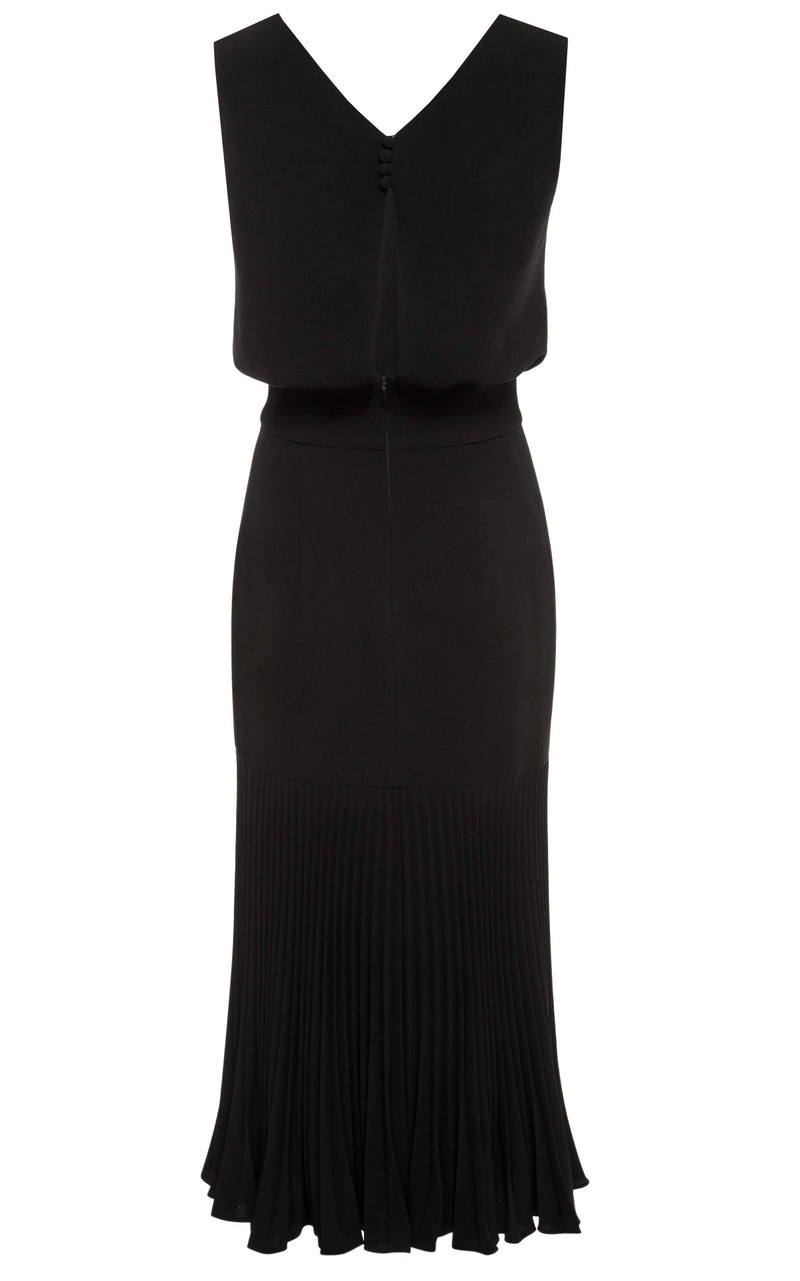 Keira Black V-neck Midi Dress Made to Measure