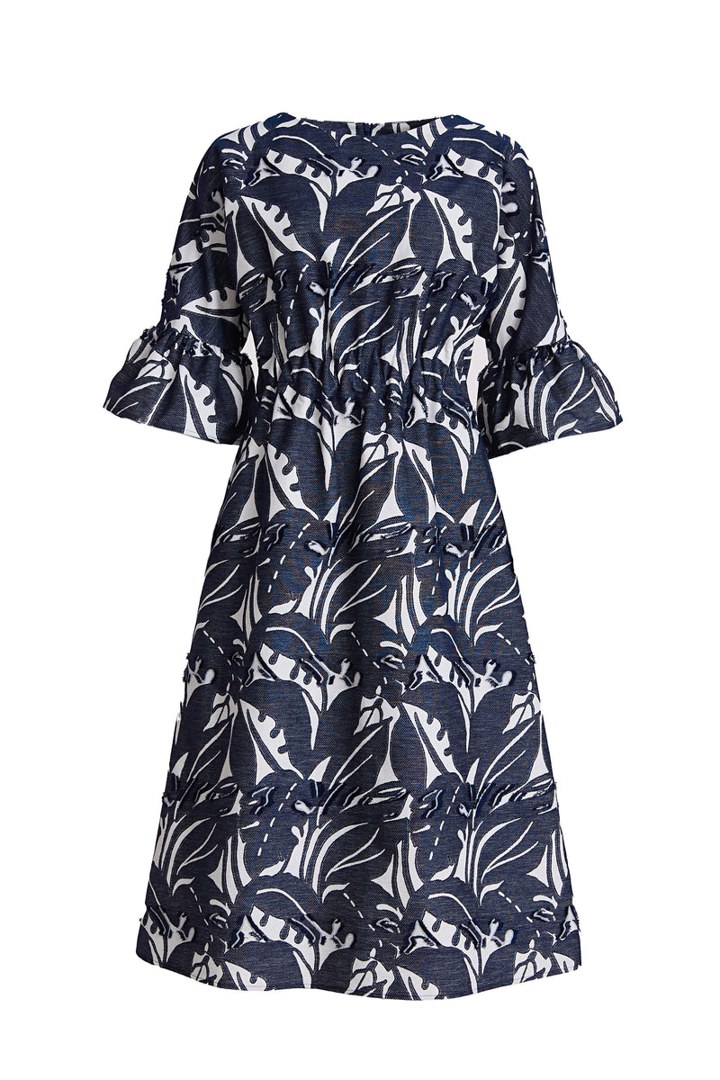 Dagmar Navy Cotton Blend Dress