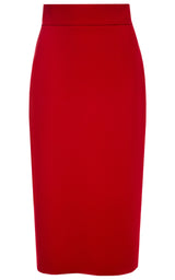 Karen Red Crepe Pencil Skirt Made to Measure