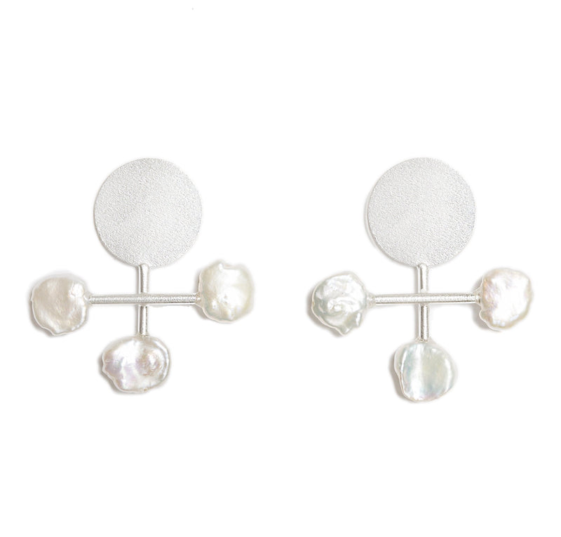 Round Cross Earrings With Pearls