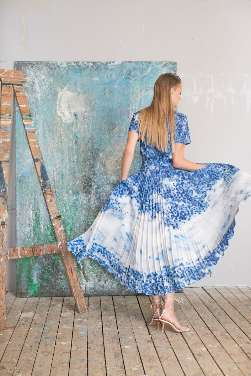 Piper Porcelain Pleated Dress
