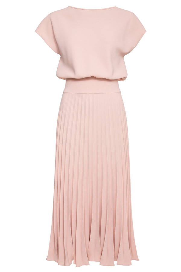 Ariana Blush Pink Pleated Midi Dress