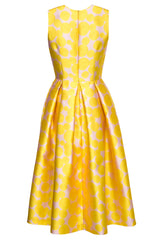 Yellow Midi Dress with Pleats