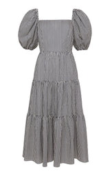 Juulika Cotton Dress with Puff Sleeves