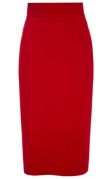 Karen Red Crepe Pencil Skirt